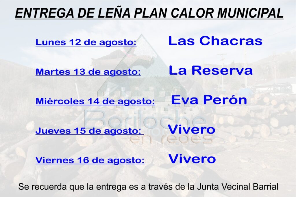 Plan Calor Bariloche 12 al 16 Agosto 2019