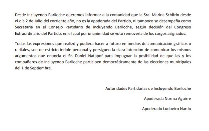 Nota Incluyendo Bariloche