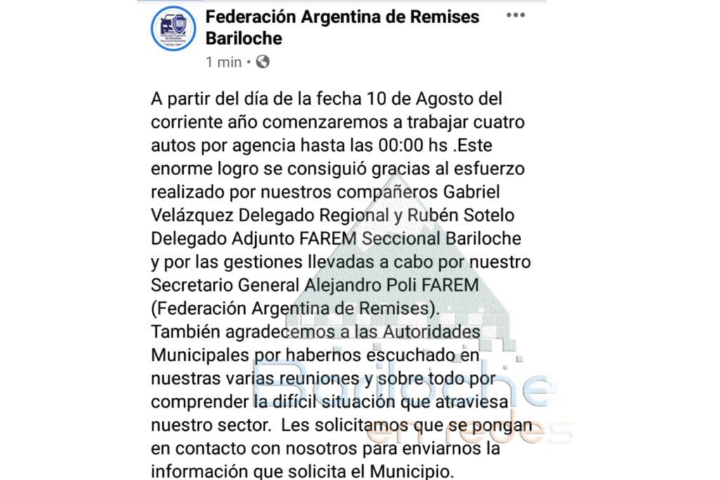 Desde el sector de Remiseros