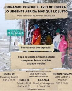 Estudiantes de Bariloche impulsan campaña solidaria
