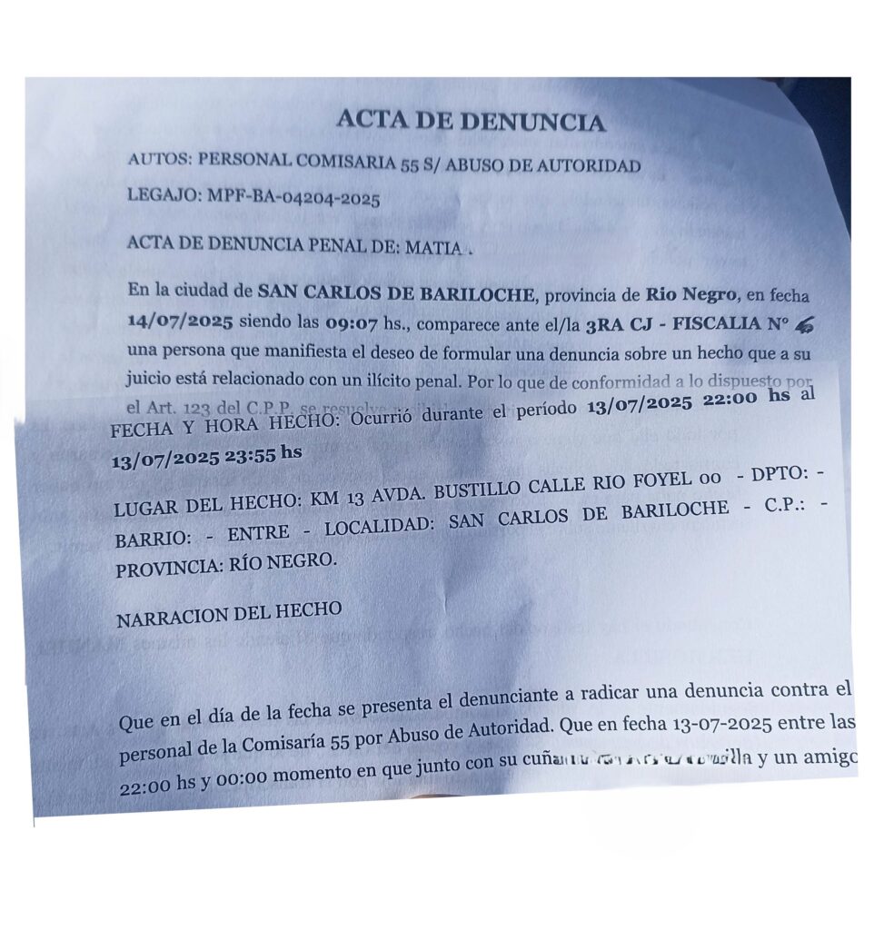 Agredido por policías habló con Bariloche En Redes