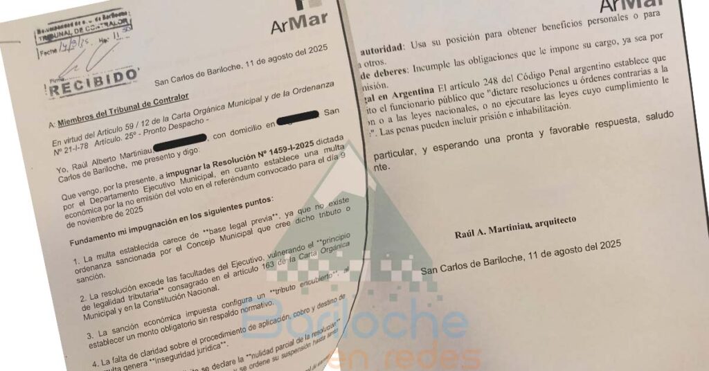 Referéndum de Walter Cortés en Bariloche, cada denuncia un palito menos