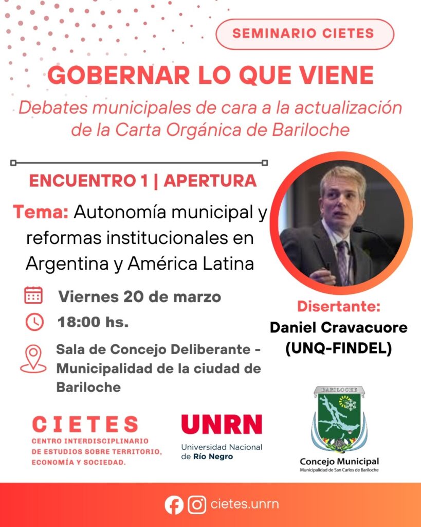 CIETES reivindica autonomía municipal para el futuro de Bariloche