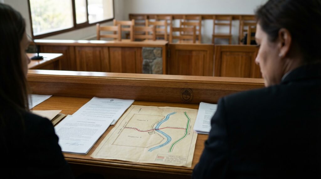 El Juzgado de Paz resguarda la paz vecinal, denegando paso que evitará conflictos.