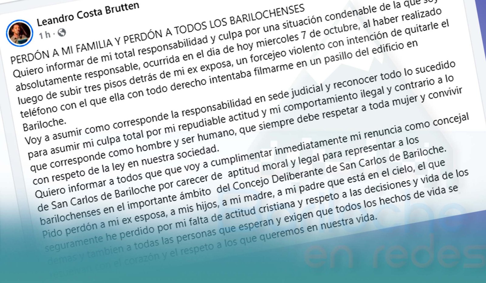 Costa Brutten anunció que renunciará a su banca en el Concejo tras un altercado